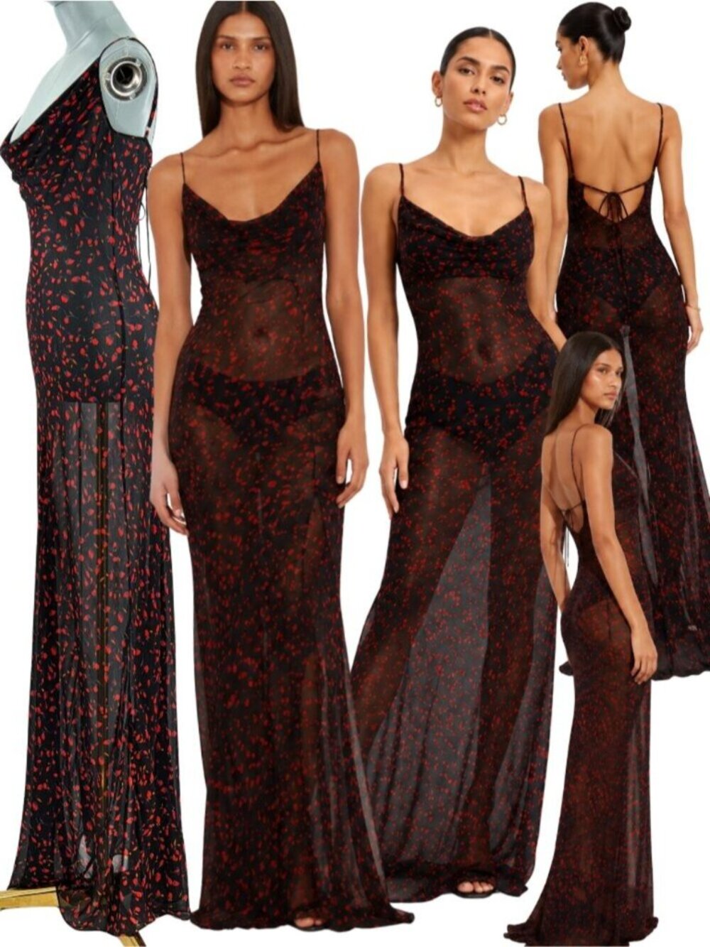 🆕 RAT & BOA 🧿 NWOT Valentina Magnolia Floral Sheer Dress, Cowl Neck Sz XS US 2